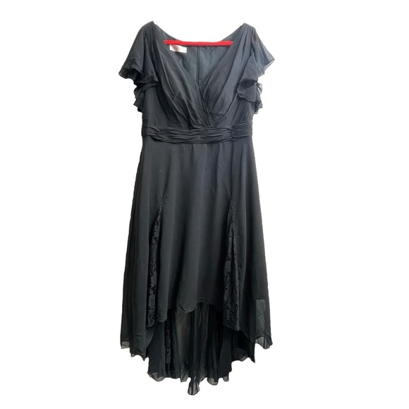 A-line V-Neck Asymmetrical Lace Chiffon Bridesmaid Dress With Pleated Size 18W - Picture 2 of 7